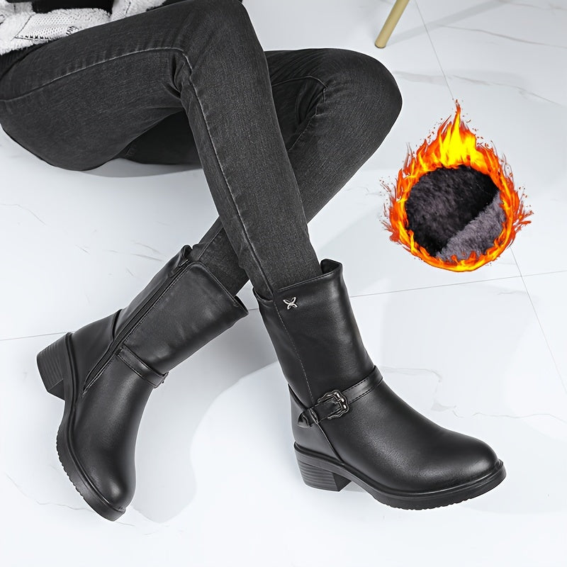Women's Fleece-Lined Mid-Calf Winter Boots for Warmth and Comfort