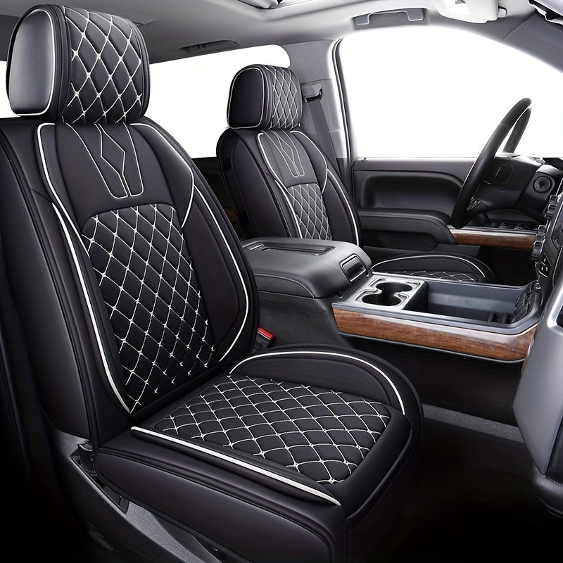 Custom Fit Waterproof Faux Leather Seat Cover Full Set for Crew Cab Pickup