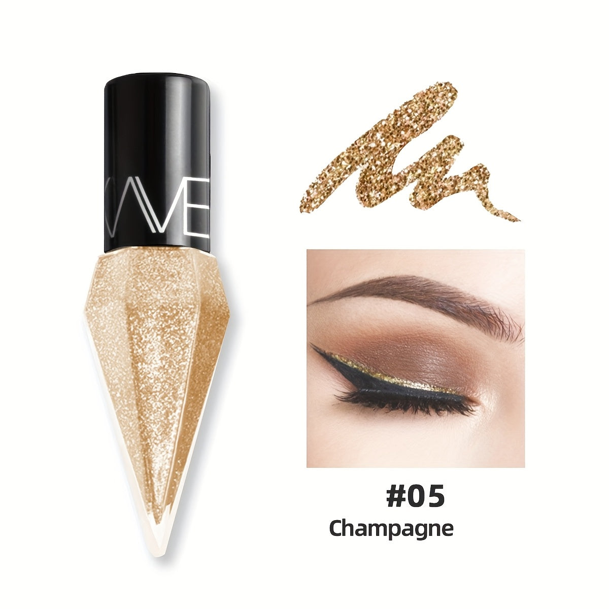 Yaltiraydigan suyuqlikli ko'z qalamchalari, ko'p rangli, olmos shimmery, talksiz