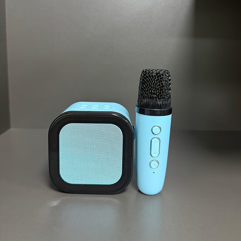 Portable Karaoke Machine with Wireless Microphone LED Lights Voice Change Support TF Card for Family Parties and Adults