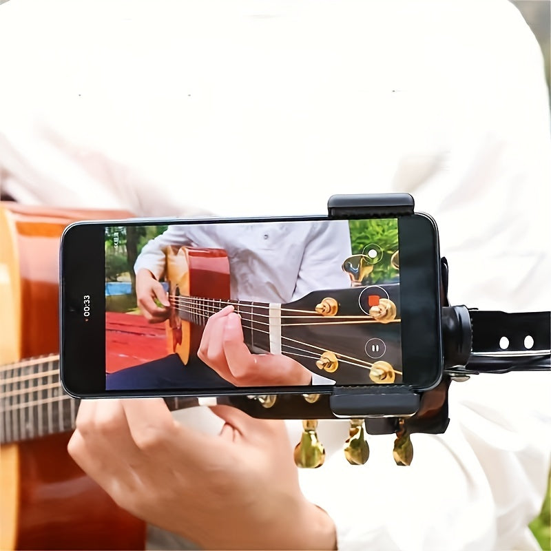 Adjustable ABS Guitar Headphone Holder with 360-Degree Rotation and Mobile Phone Stand