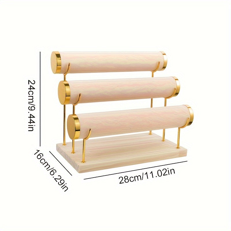 Премиум-органайзер для украшений из бархата на 3 уровня с съемным держателем для часов и браслетов