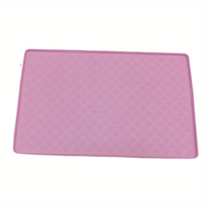 Silicone Pet Food Mat with Raised Edge for Cats Waterproof Leak-Proof Foldable