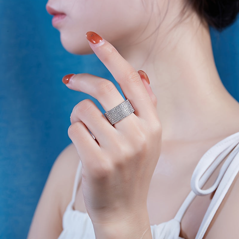 Women's Sterling Silver Wedding Band with Moissanite Stones 177pcs 0.006ct