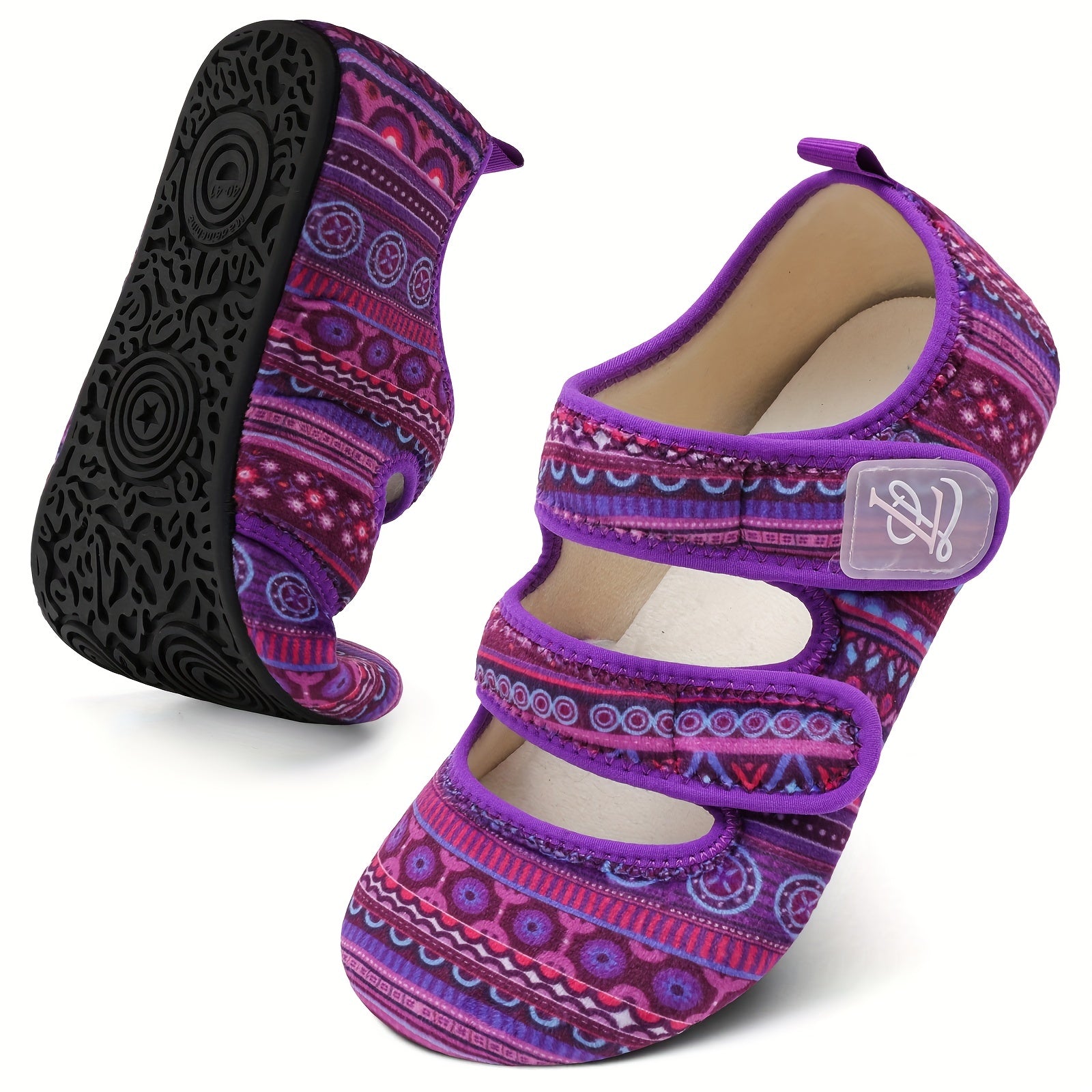Women's Wide Slip-On Slippers with Rubber Sole Indoor Outdoor House Shoes