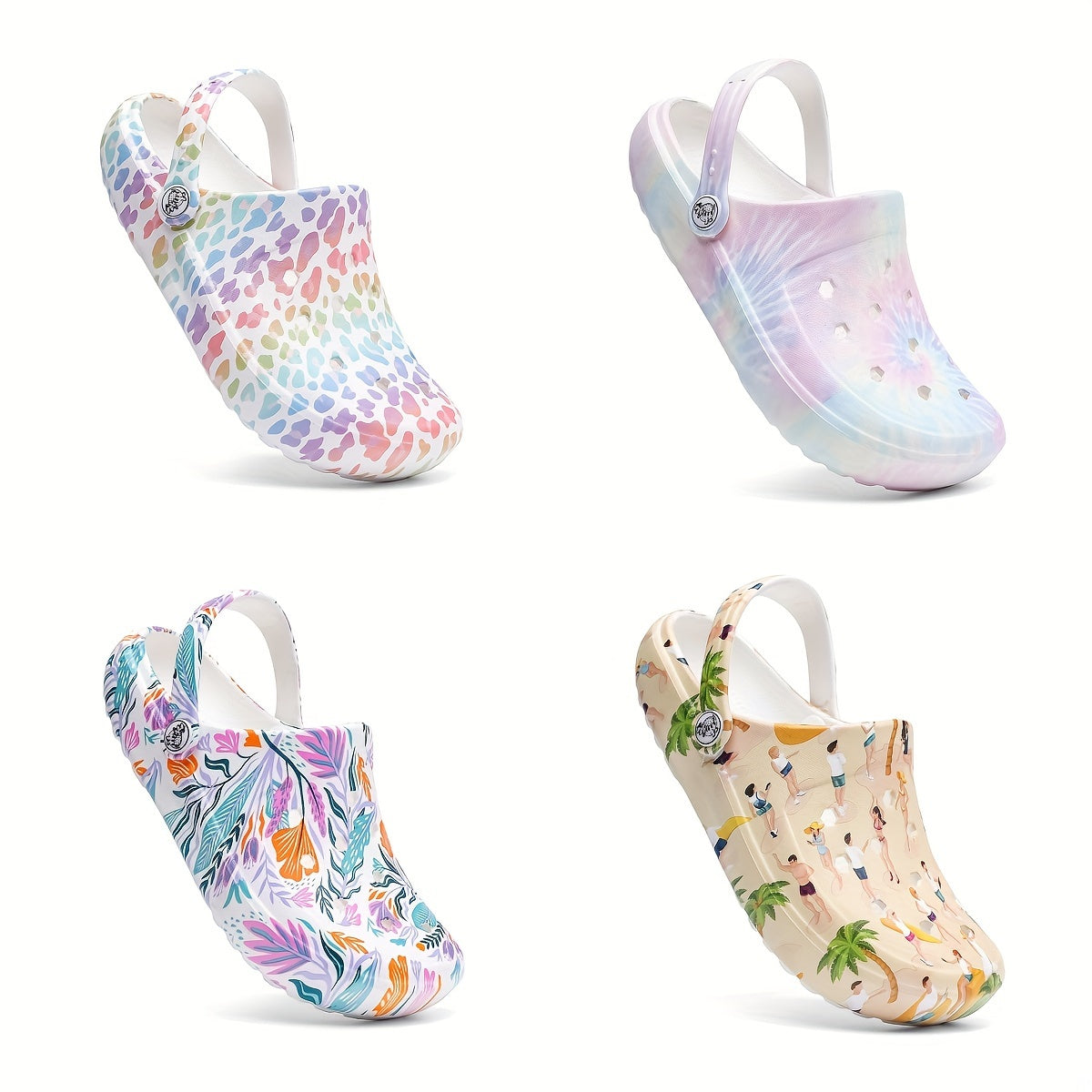 Women's EVA Clogs Slip-On Garden Shoes with Floral Leopard Patterns