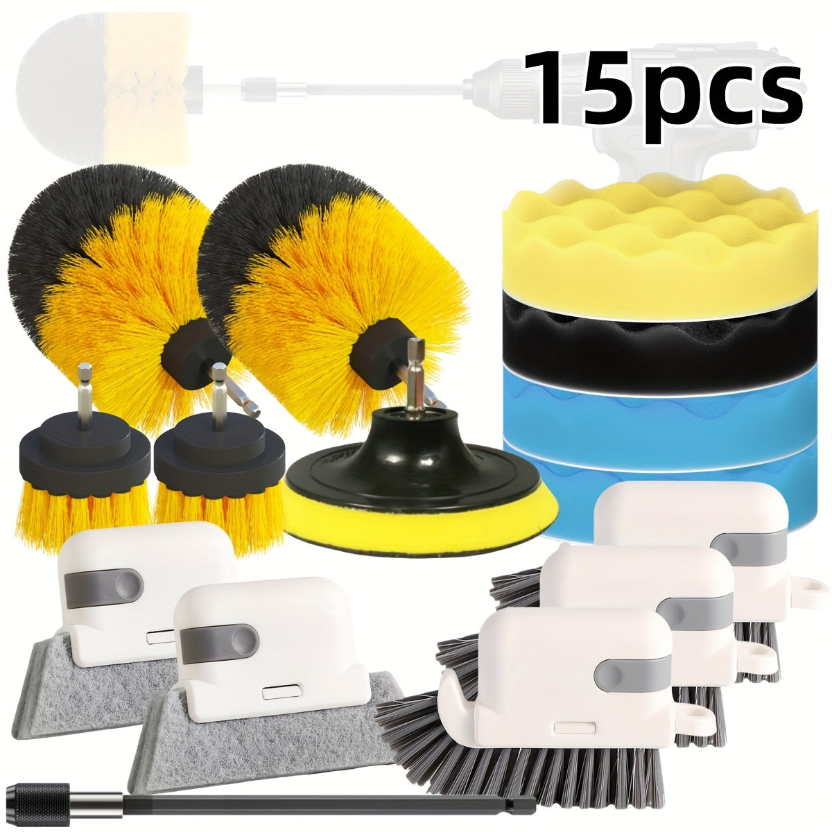 21-Piece Drill Brush Set for Electric Cleaning, Plastic, Rotating Head