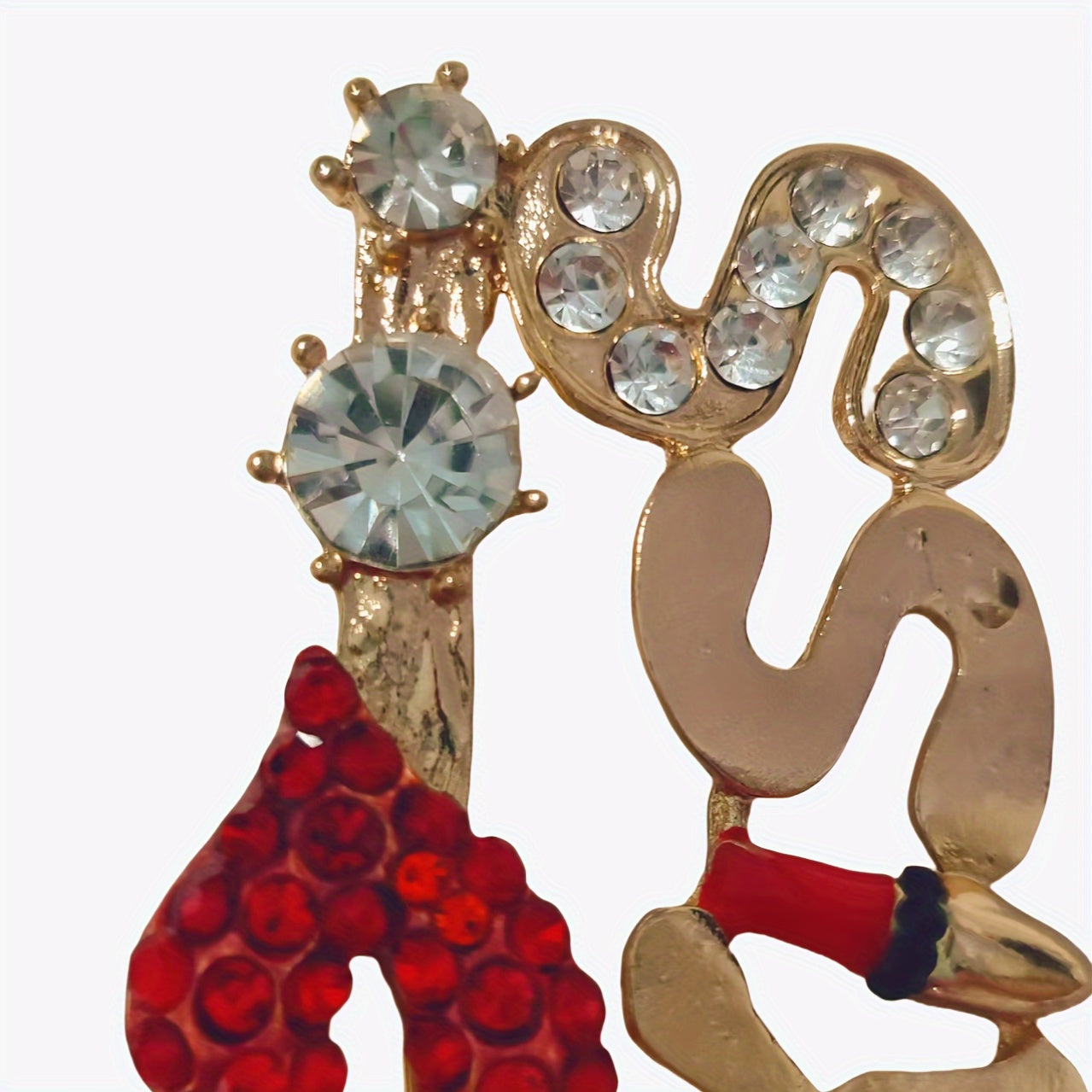 Women’s Alloy and Glass Brooch Red Lip Kiss Pin Irregular Flower Design Jewelry