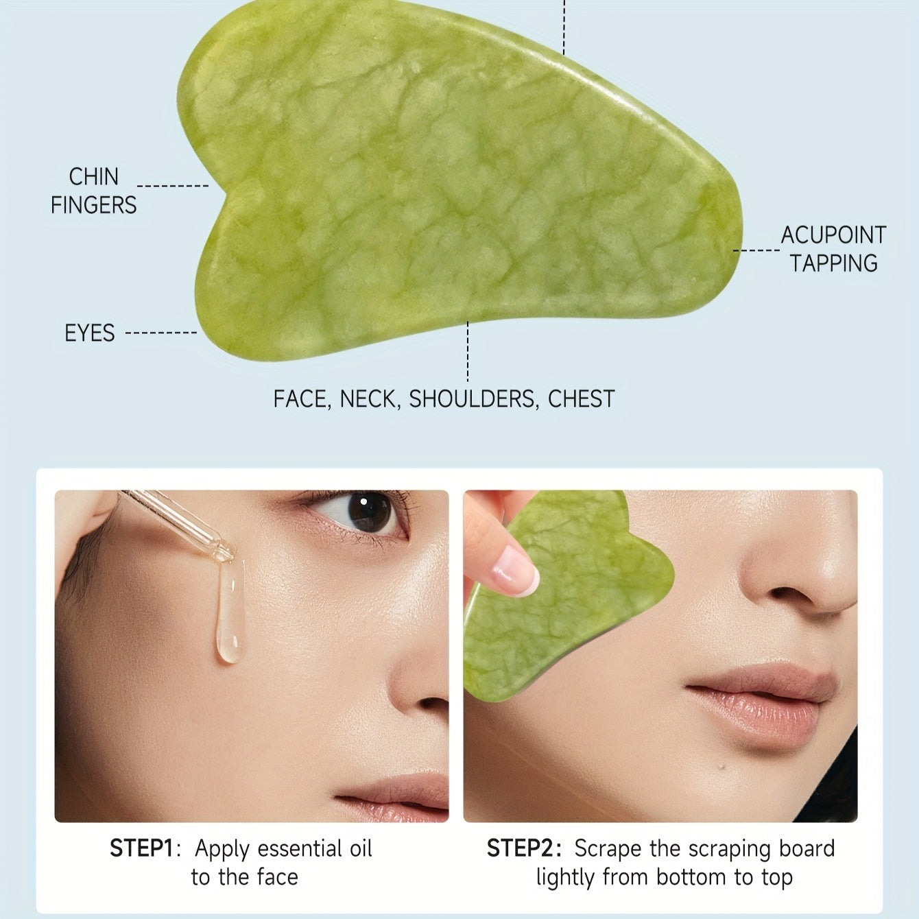 1/2 dona Tabiiy Jade Gua Sha Massaj Asboblari To'plami, Qo'l bilan yuzni aylantiruvchi, Ona va Qiz do'sti uchun ajoyib 14-fevral sovg'asi