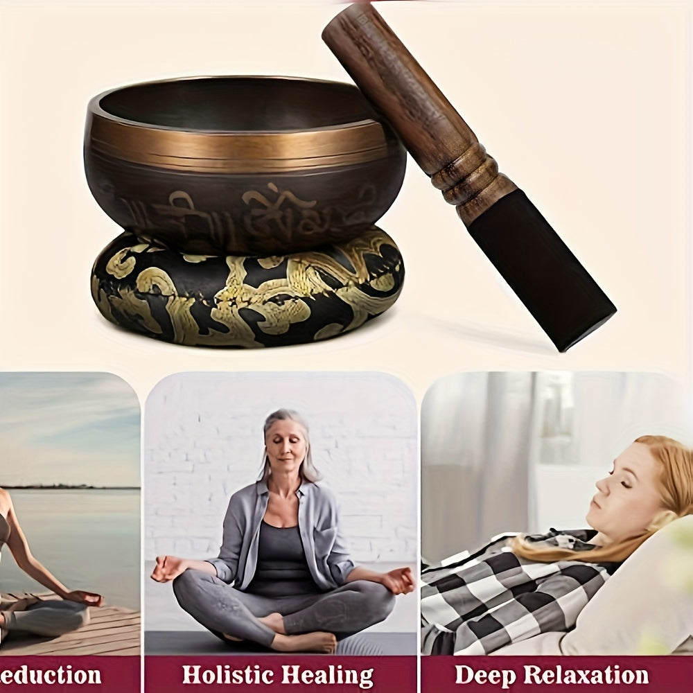 Черная металлическая поющая чаша для медитации и релаксации