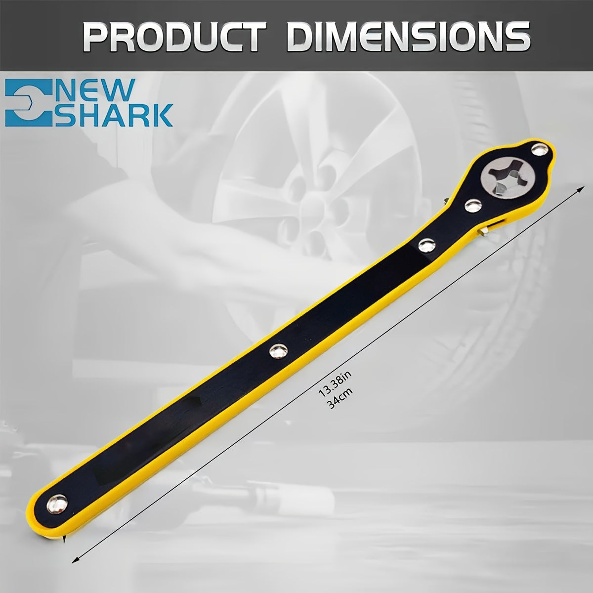 Steel Long Handle Jack Wrench Tire Repair Tool with 360° Rotation