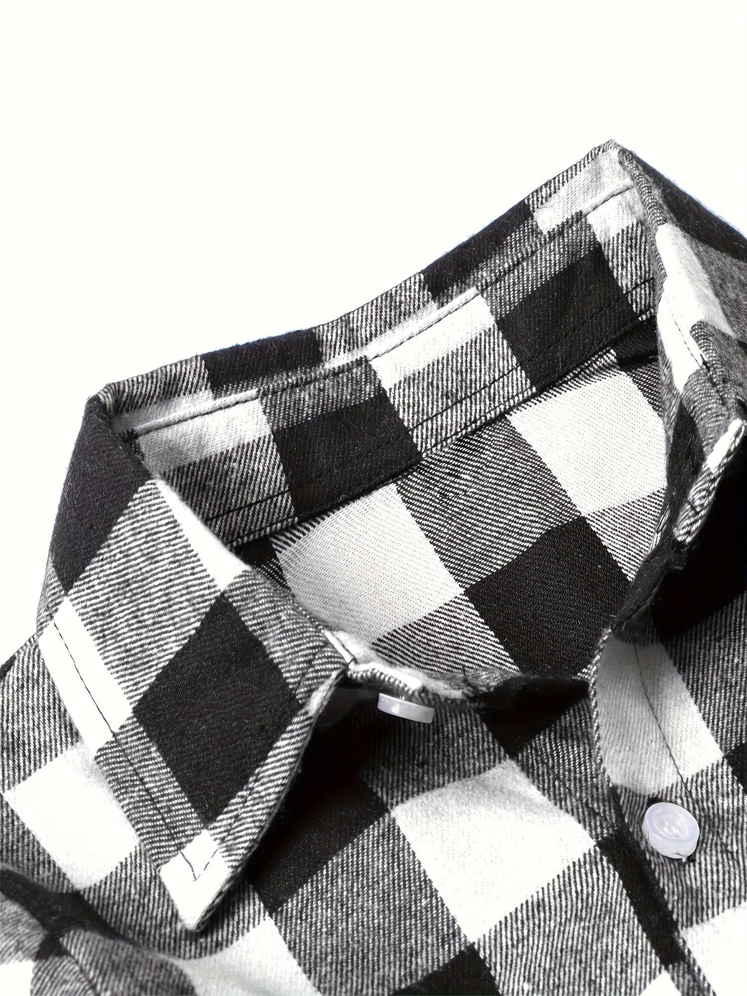 Men's Plus Size Gingham Flannel Shirt Casual Button Down Polyester Cotton