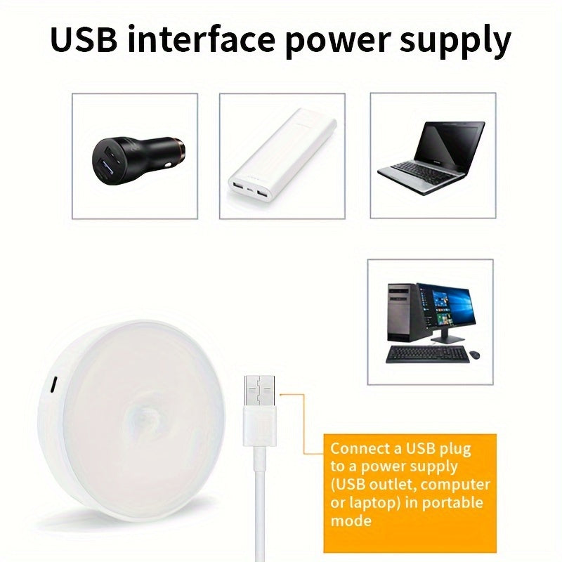 6-Pack USB Rechargeable LED Motion Sensor Lights for Indoor Use with Magnetic Stick-On and Infrared Detection