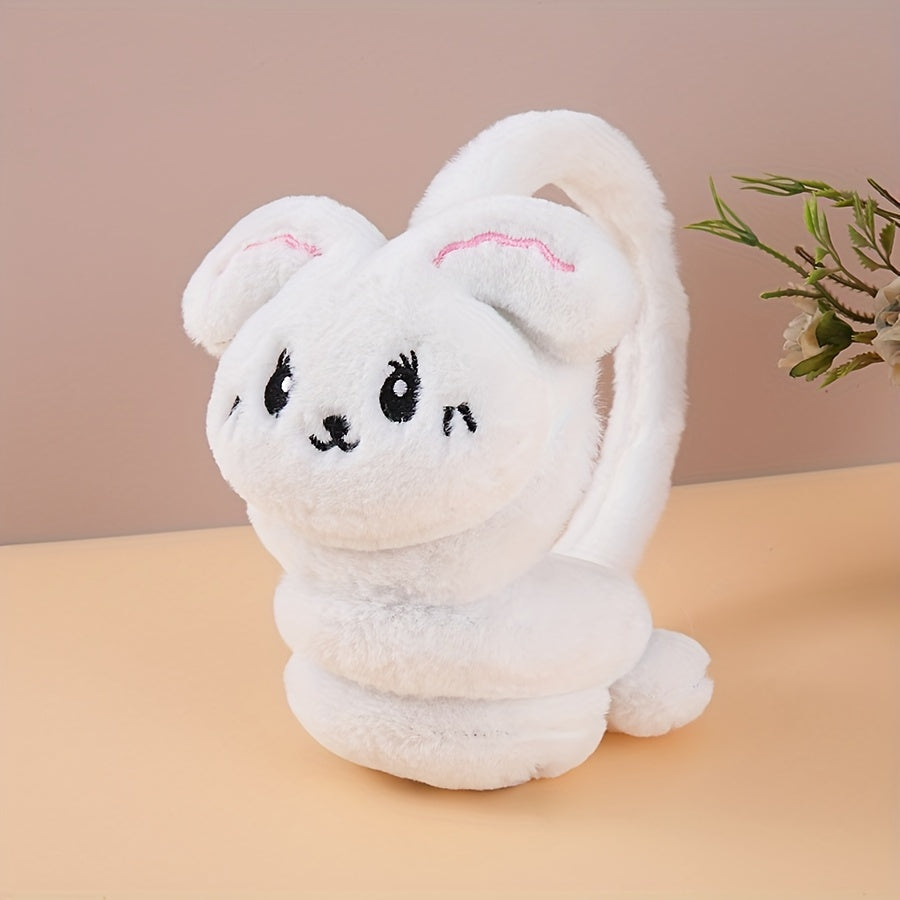 Winter Cartoon Rabbit Plush Ear Covers for Students Warm Cold Weather