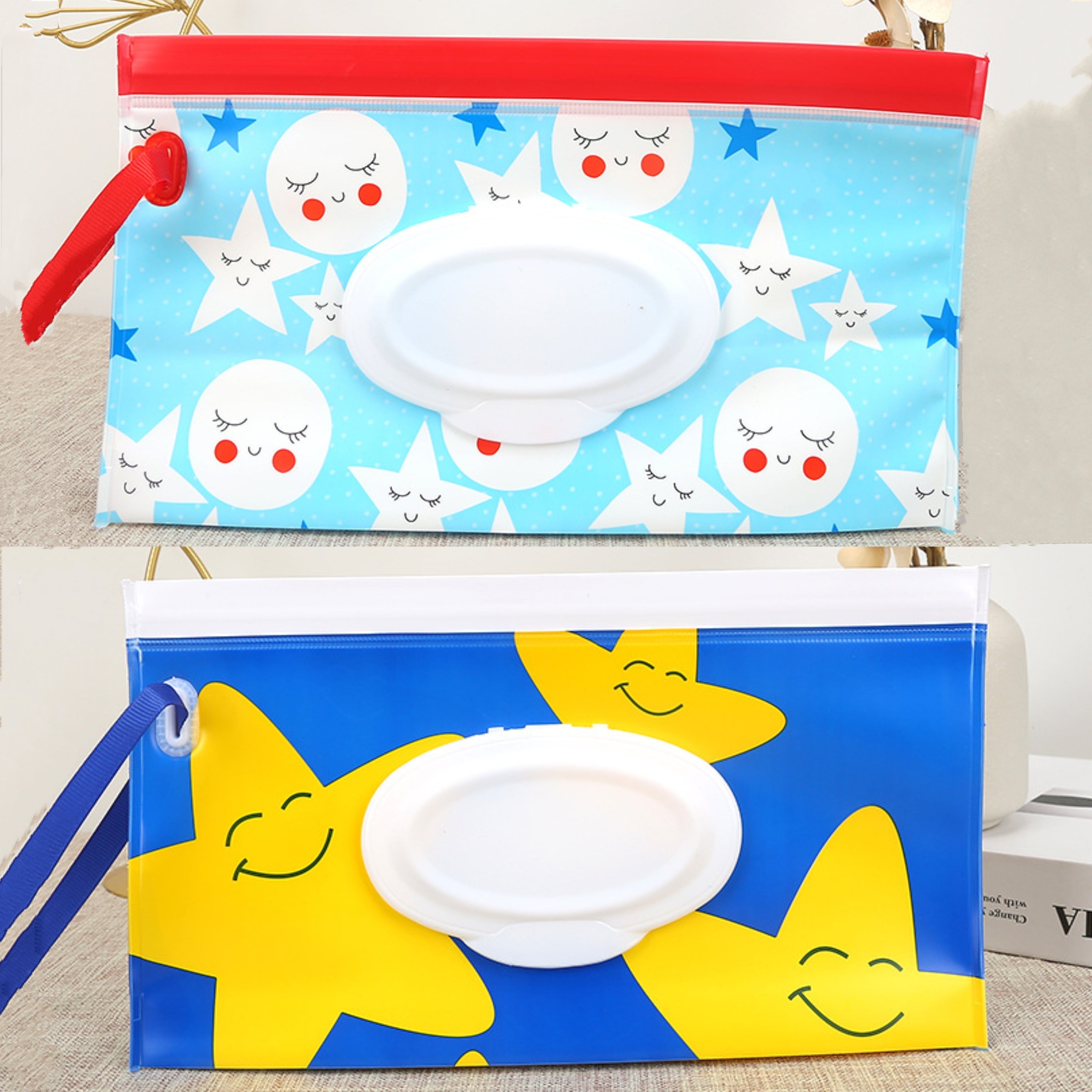 Set of 2 or 4 Reusable Wet Wipe Dispenser Bags for Travel