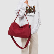 Unisex Nylon Gym Bag with Wet Dry Separation Trolley Sleeve Hand Washable Red Black Beige Green Purple