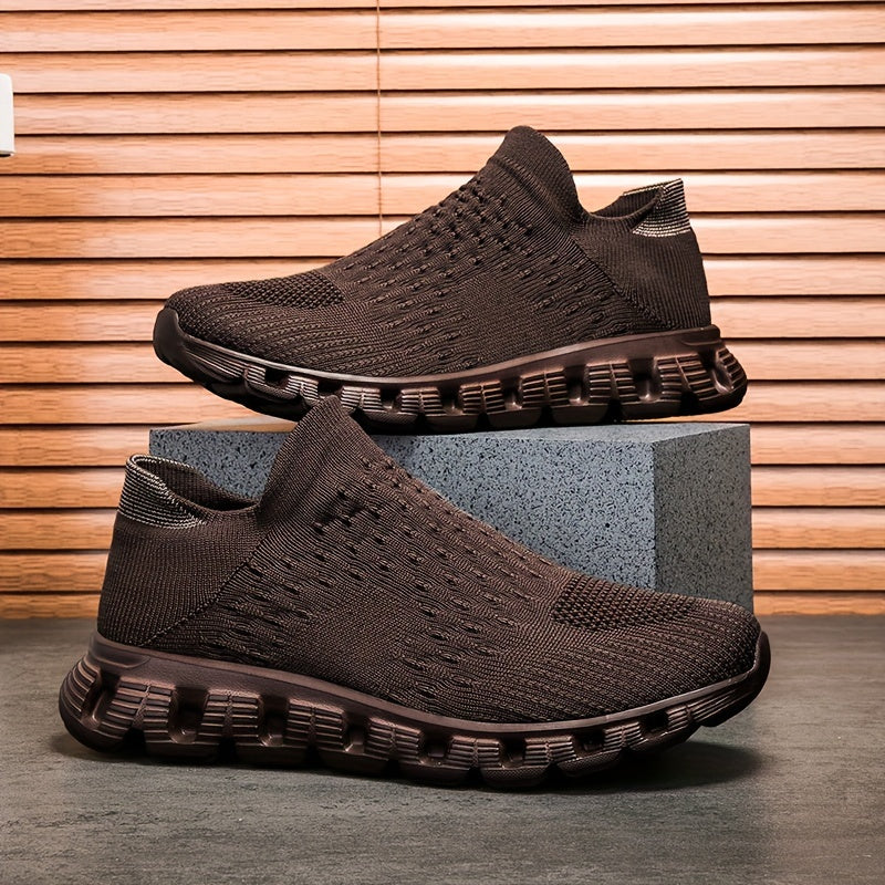 Men's Slip-On Sock Shoes Breathable Knit Non-Slip Soft Sole Casual Outdoor Sneakers