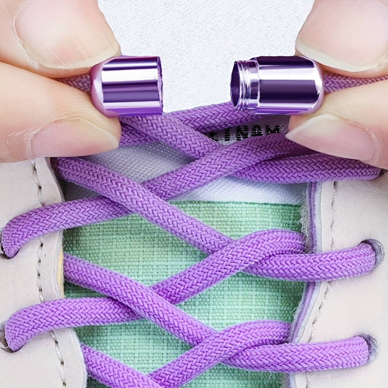 2PCS No-Tie Elastic Shoelaces for Sneakers and Boots Soft Acetate Fiber