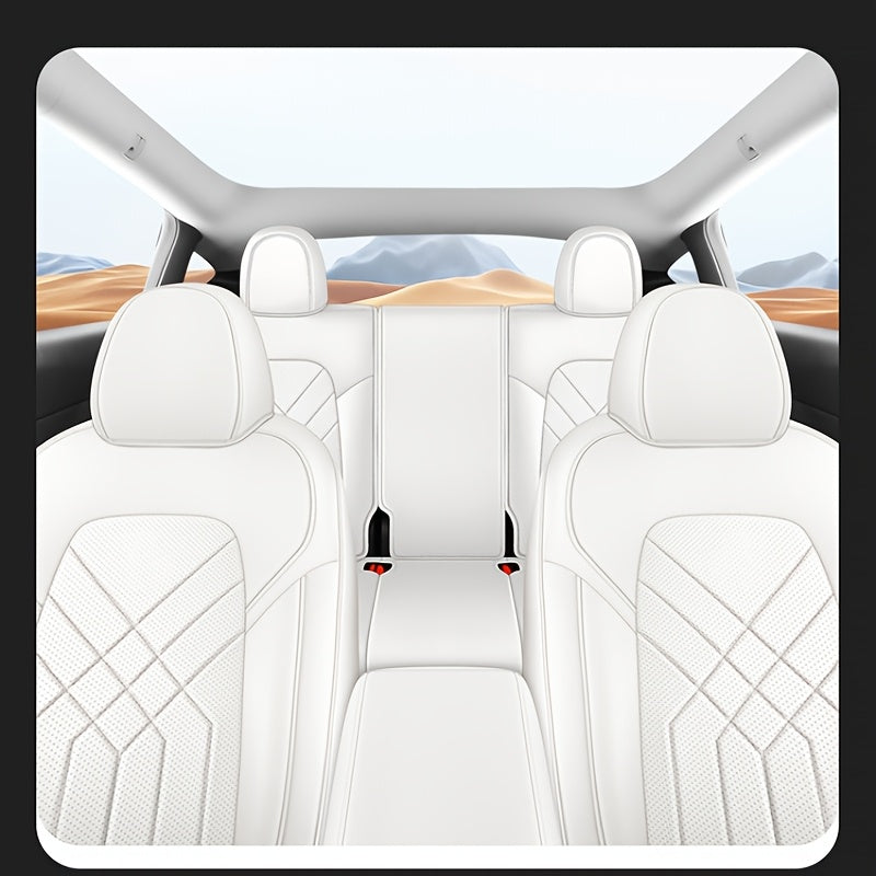 Luxury Nappa Leather Car Seat Covers Full Set for Tesla Model Y 2020-2024