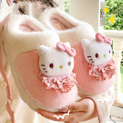 Женские плюшевые розовые и белые уютные тапочки-слипоны с бантиками