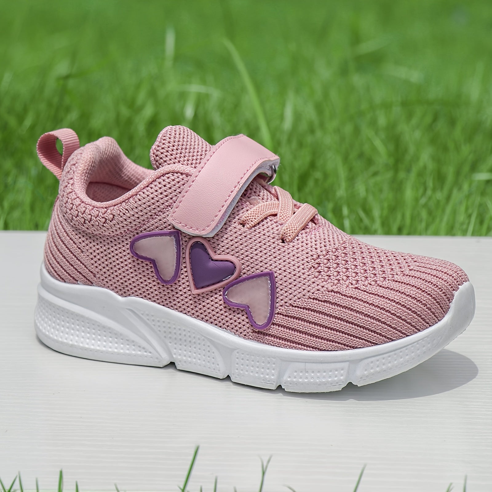 Kids' Pink Heart Athletic Sneakers for Girls and Boys Breathable Lightweight Non-Slip Rubber Sole