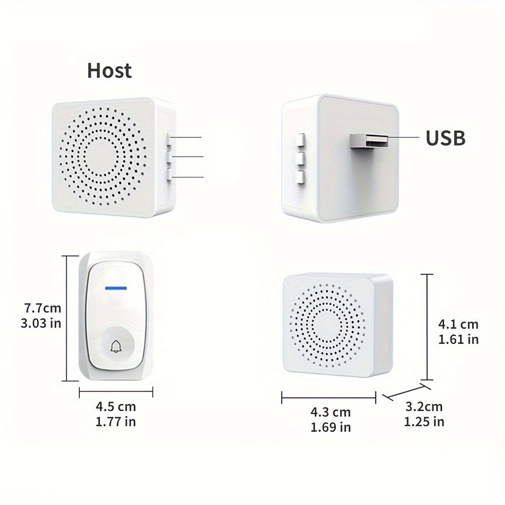 Wireless Smart Doorbell with 38 Chime Options and Long Distance Remote Control