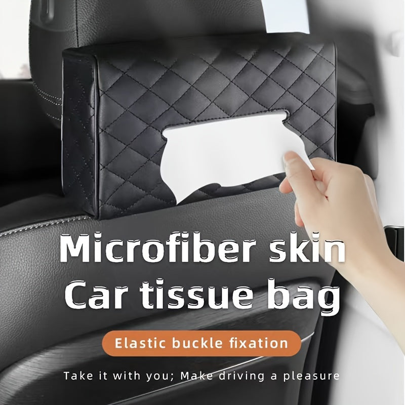 Black Car Tissue Box Holder Water-Resistant Hanging Organizer for Daily Commute