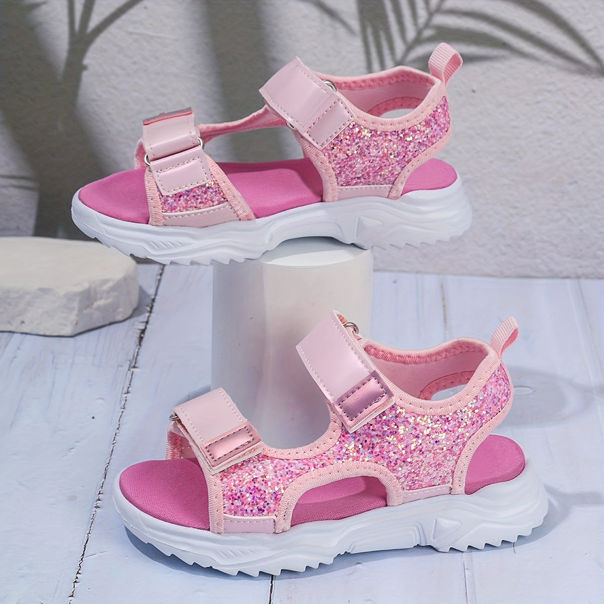 Девочки открытые сандалии на пляж, повседневные, стильные, из искусственной кожи, противоскользящие