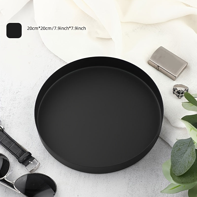 Круглая металлическая поднос в минималистском стиле для хранения на столе и стакана для воды