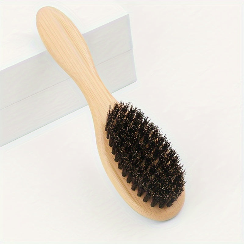 Cepillo de aseo para barba de bambú y madera para hombres y mujeres con cerdas densas, albaricoque