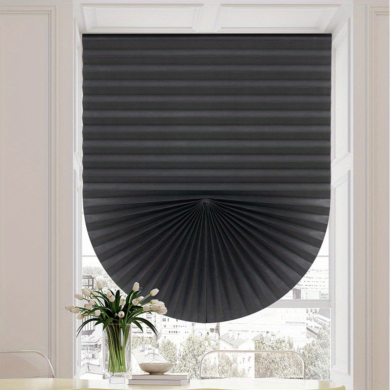 Blackout Door Curtain in Black or Coffee Brown Non-Woven Fabric Pleated Blinds for Kitchen Bathroom Living Room