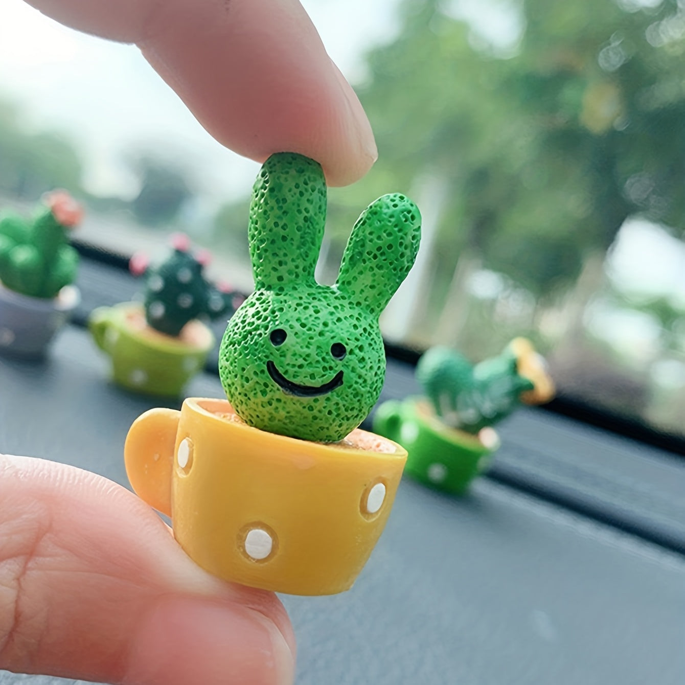 Juego de 4 plantas suculentas artificiales en miniatura en macetas de cerámica, decoraciones para el tablero del coche