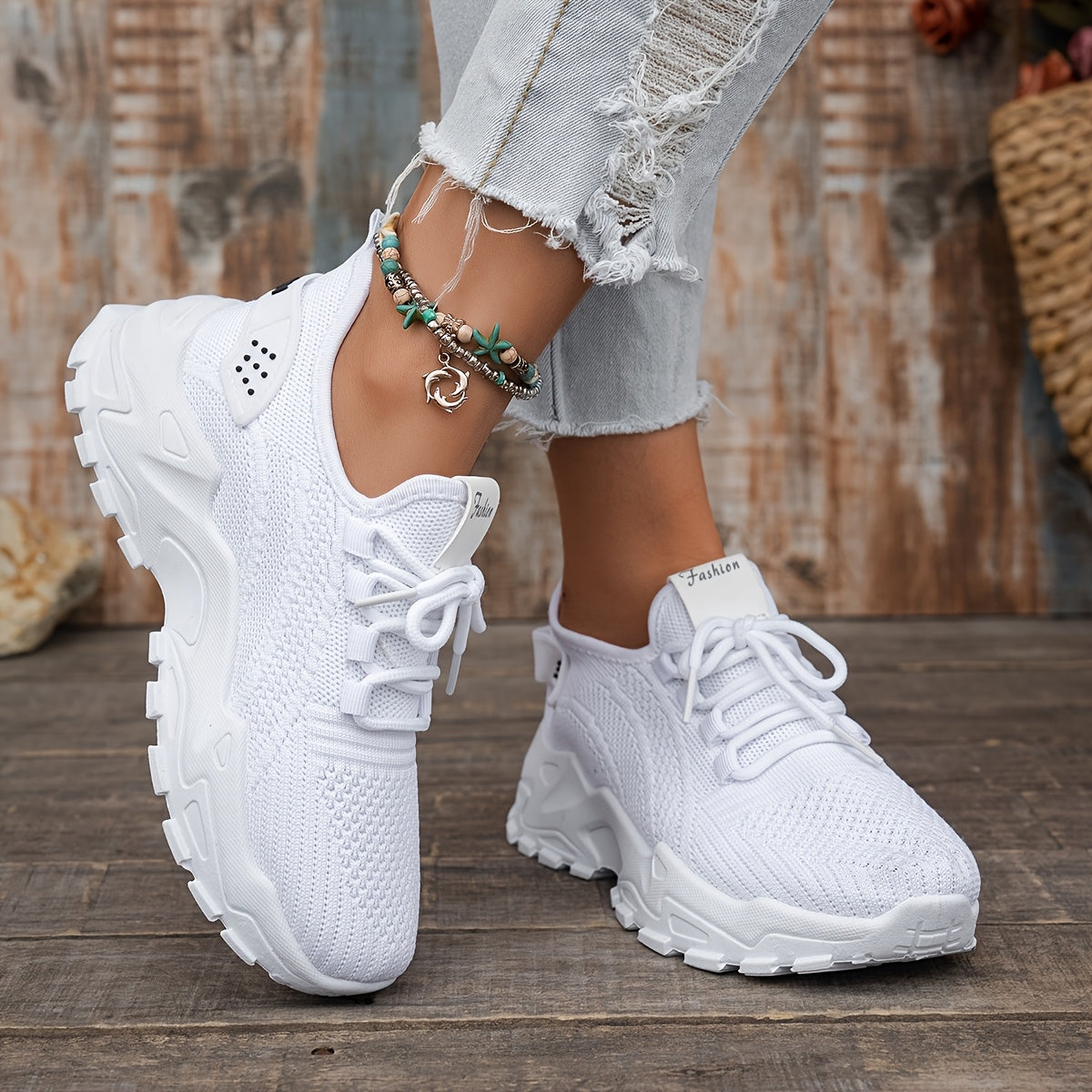 Women's Breathable Knitted Sports Shoes Lightweight Running Sneakers