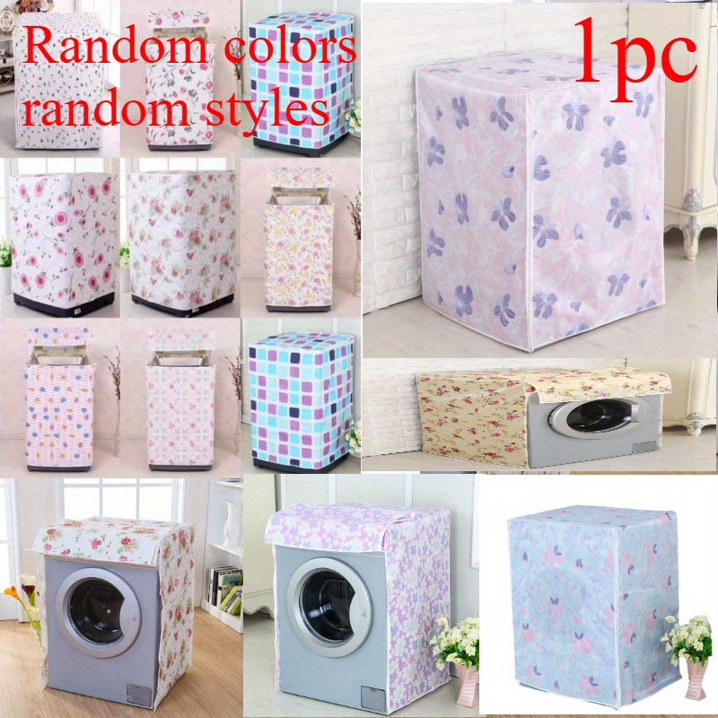 Universal Floral PEVA Washing Machine Cover Dust Shield for Front Load
