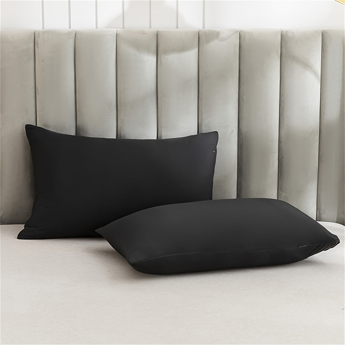 Set of 2 Microfiber Pillowcases with Woven Patchwork Design Standard Size