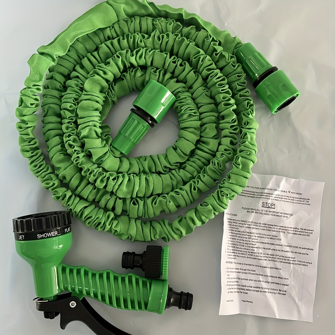 Manguera de jardín extensible con rociador multiusos 7.62m-30.48m de caucho duradero