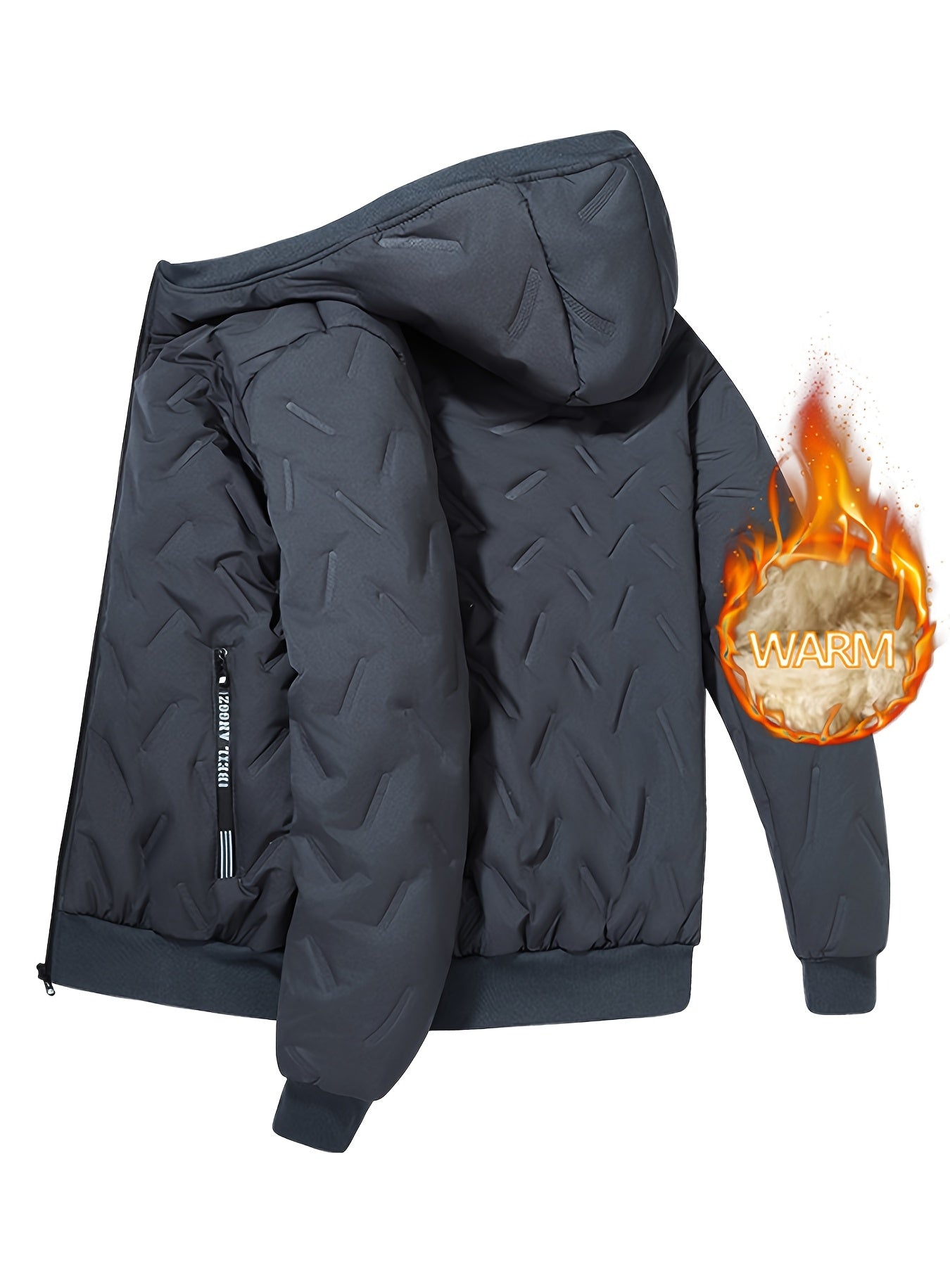 Plush Perfection: Erkaklar uchun mo'ynali astarli kapüşonli kurtka, tasodifiy, iliq va zamonaviy kuz/qish kiyimi; mashinada yuvish mumkin.