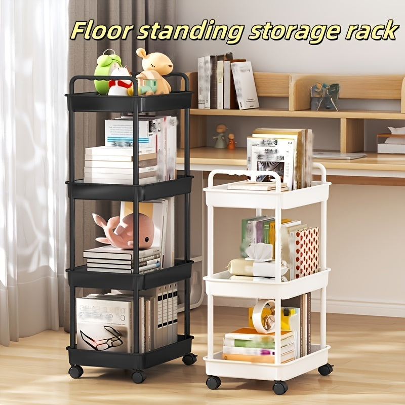 Christmas Three-Layer Trolley Storage Rack for Kitchen Bathroom Bedside Mobile Shelf