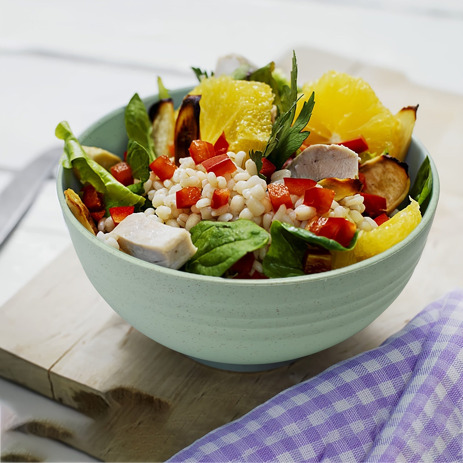 5-Piece Wheat Straw Bowl Set Unbreakable Microwave Safe Dishwasher Safe 16oz Pastel Textured