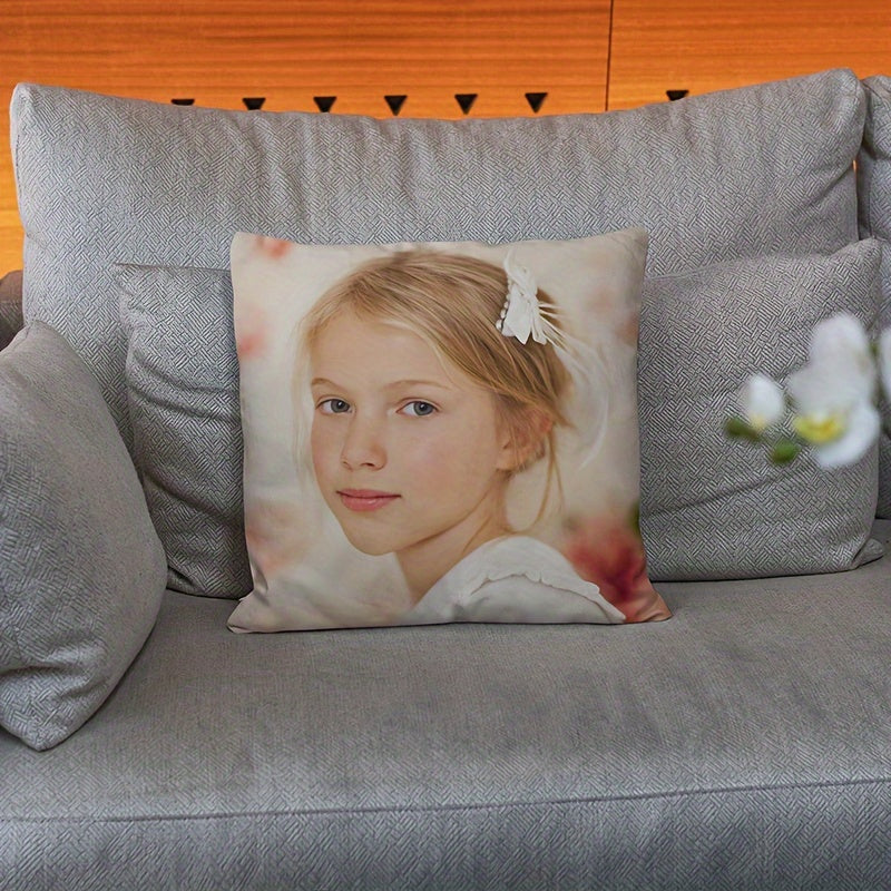 Custom Photo Cushion Cover for Sofa or Nursery Modern Polyester Personalized Pillow