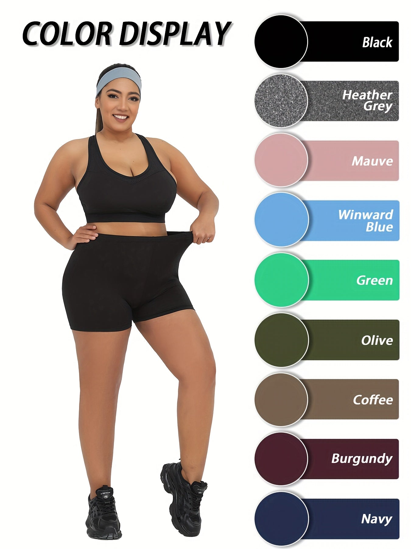 Pantalones cortos de ciclista para mujer talla grande negros, no transparentes, para yoga y entrenamiento, con estiramiento en 4 direcciones