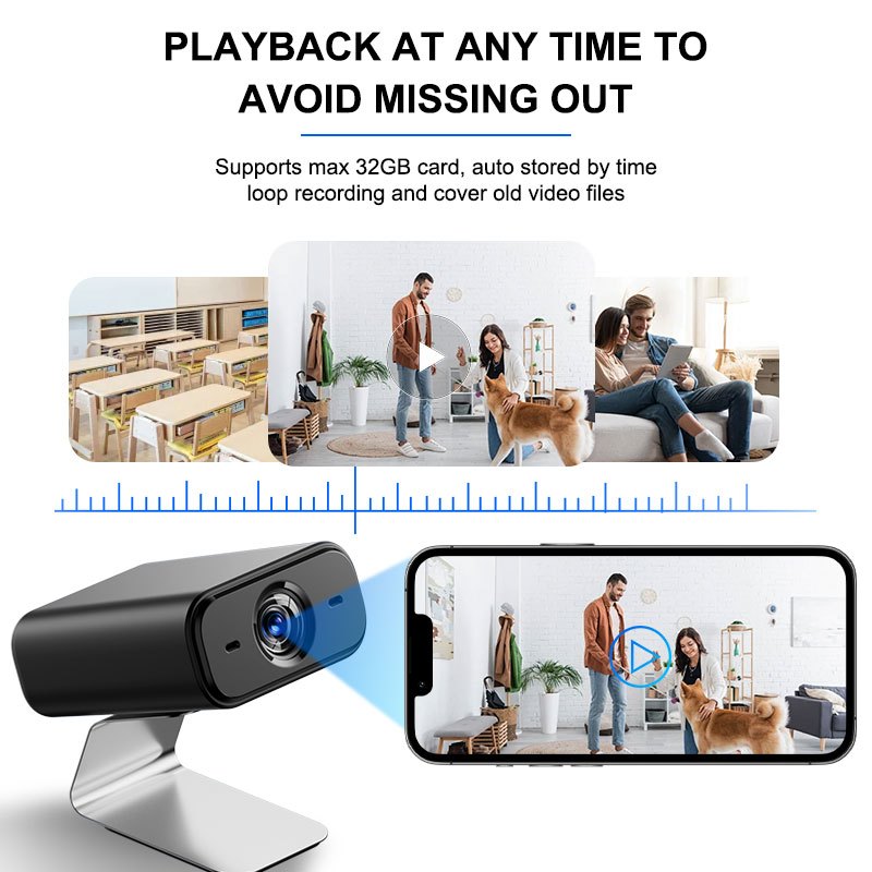 Мини WiFi внутренняя камера видеонаблюдения с ночным видением, обнаружением движения, совместимостью со смартфоном, питание от USB