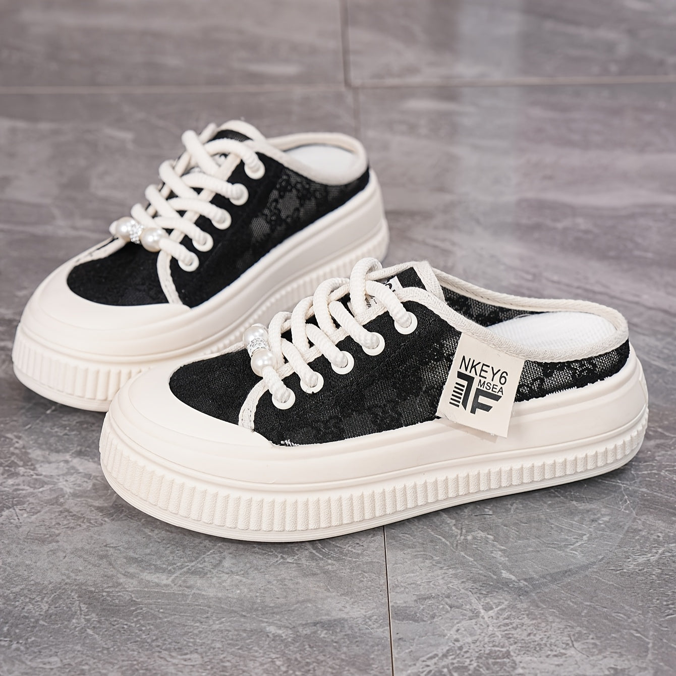 Women's Chunky Platform Sandals Breathable Mesh PU Upper White Summer Shoes