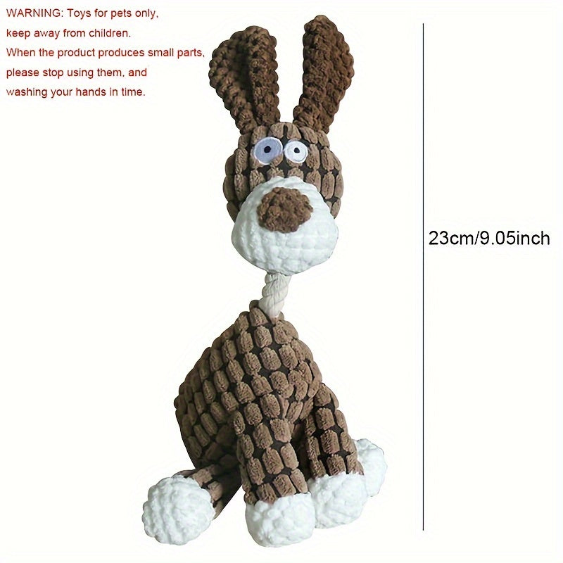 Corduroy Donkey-Shaped Dog Chew Toy with Squeaker for All Breeds
