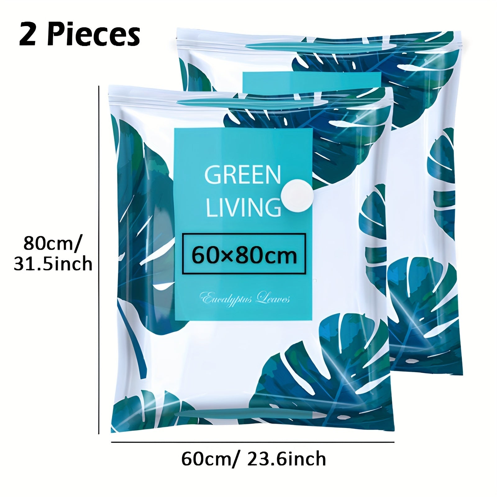 Reusable Tropical Leaf Pattern Vacuum Storage Bags Set of 2 for Clothes and Quilts Space-Saving Waterproof Dustproof