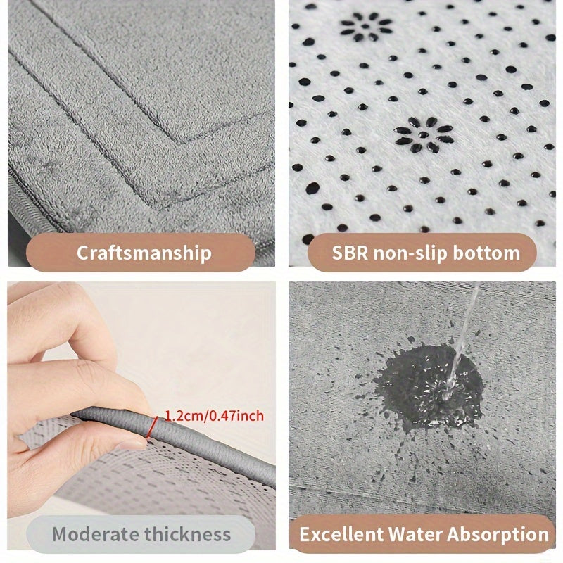 Non-Slip Memory Foam Bath Rug to'plami 1 dona - Tez quriydi, mashinada yuvish mumkin, yumshoq va qulay hammom aksessuarlari
