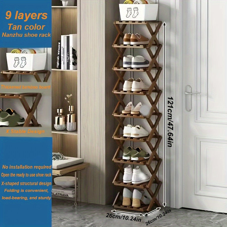 Estantería para zapatos retráctil de instalación gratuita, de 3 a 9 niveles, ahorrador de espacio para puertas estrechas