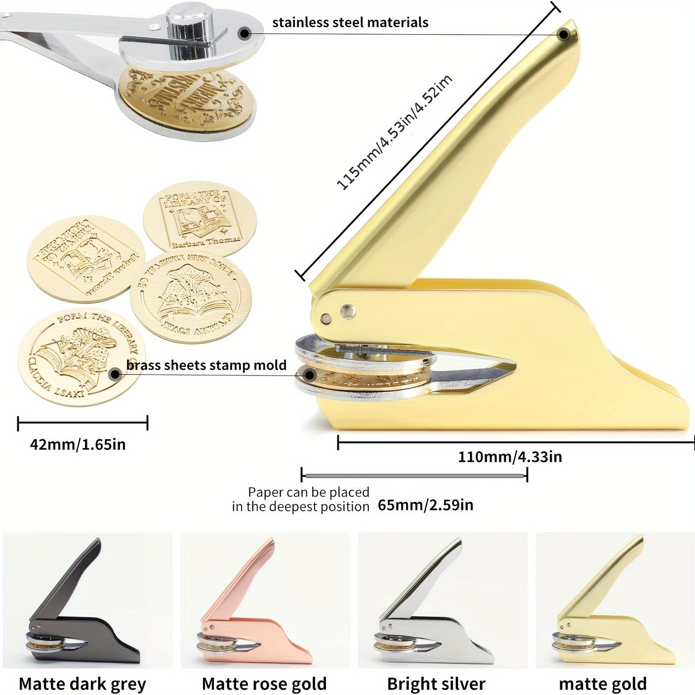 Heavy Duty Steel Embossing Stamp for Logos and Book Embossing