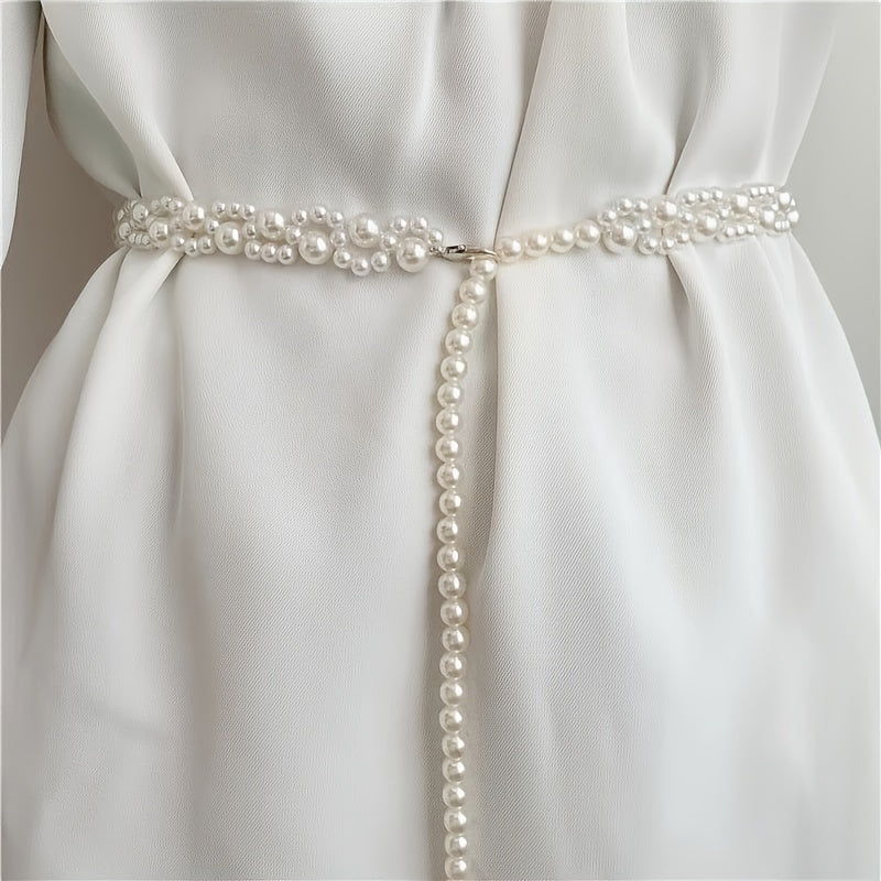 Women's Faux Pearl Waist Belt for Weddings and Special Occasions