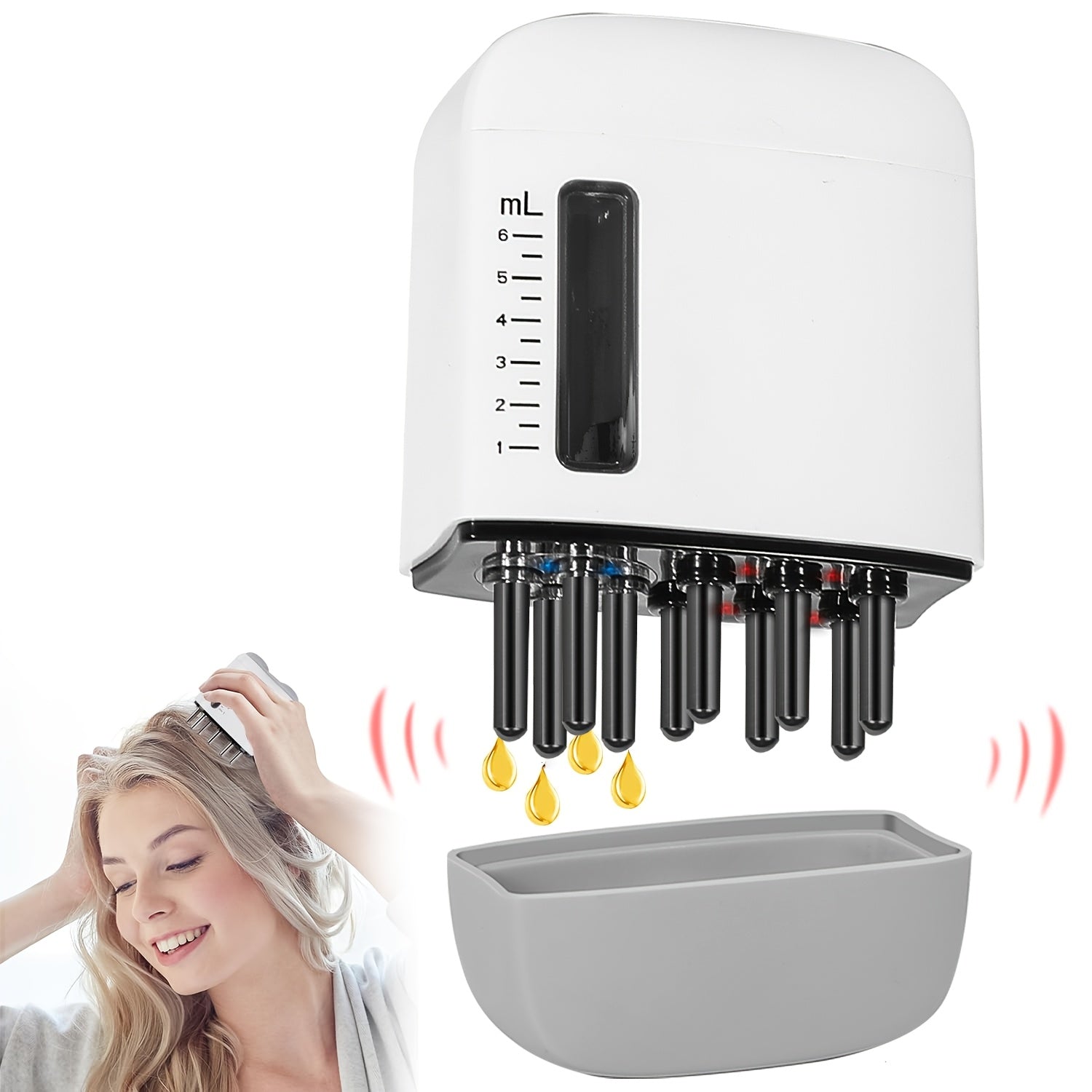 USB Rechargeable Scalp Massager with Hair Oil Applicator for Hair Growth
